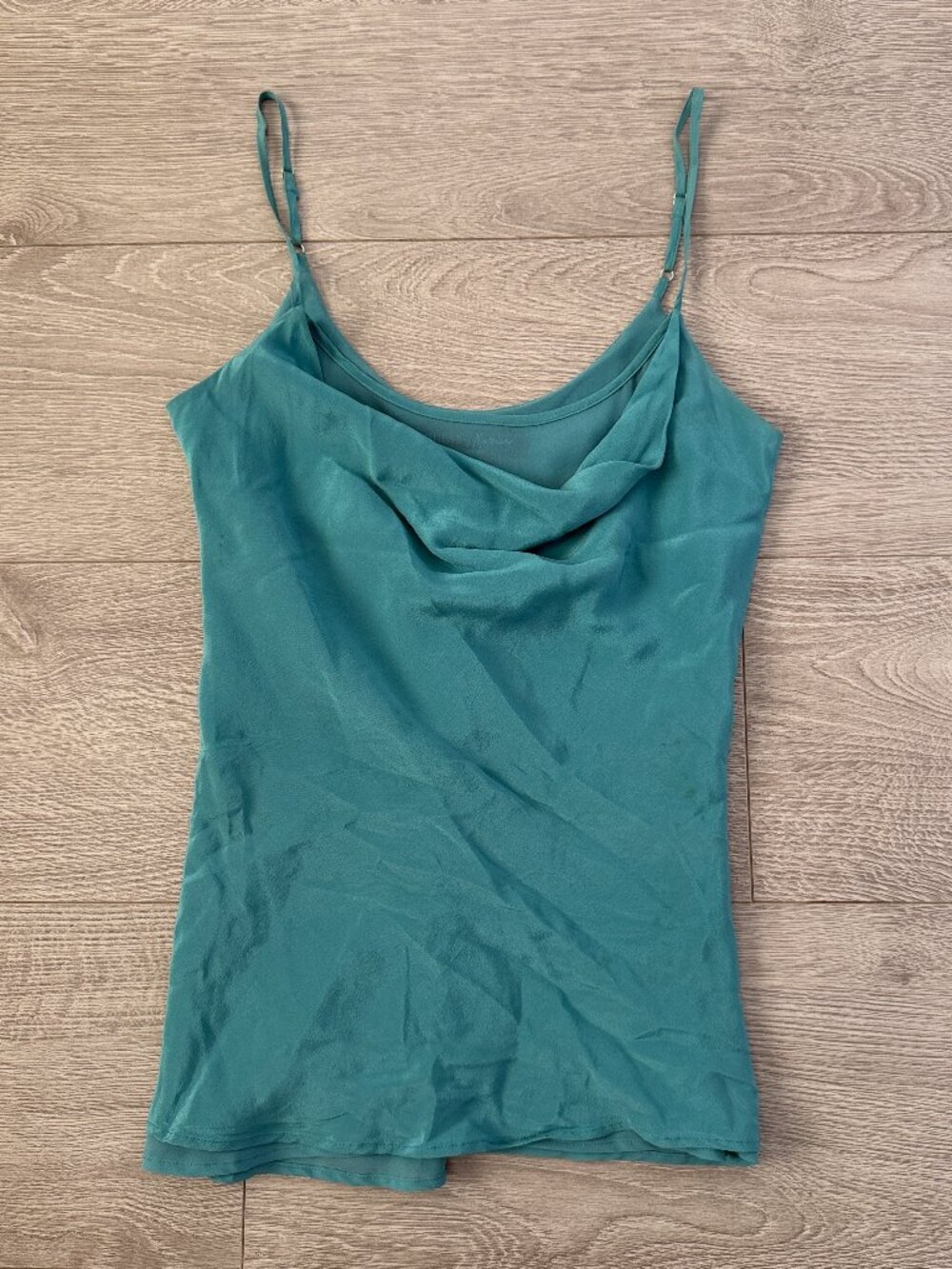 Guess by Marciano Teal Green Silk Cowl Neck Cami Tank Top XS